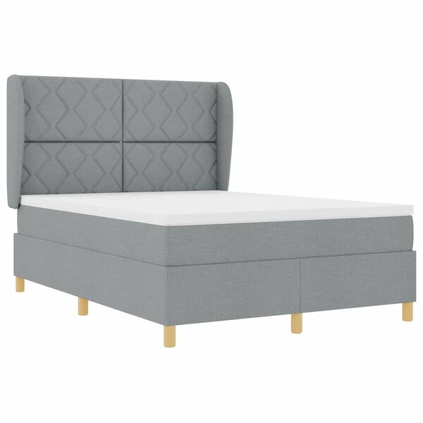 vidaXL Boxspringbett mit Matratze Hellgrau 200 x 160 cm Stoff