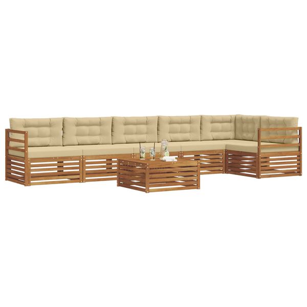 vidaXL Outdoor-Sofagarnitur mit Kissen 7 pcs Natur und Beige