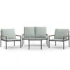 vidaXL 4-tlg. Garten-Lounge-Set mit Kissen Anthrazit Stahl