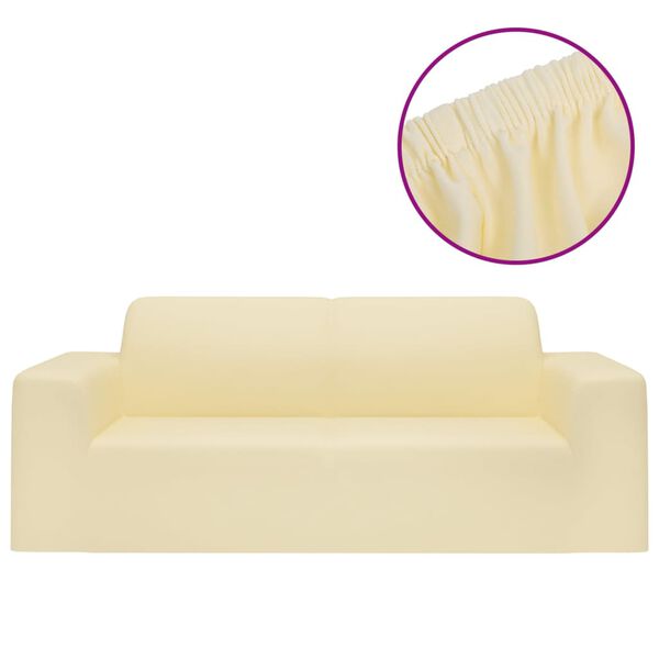 vidaXL Stretch Sofahusse 2-Sitzer Creme Polyester-Jersey