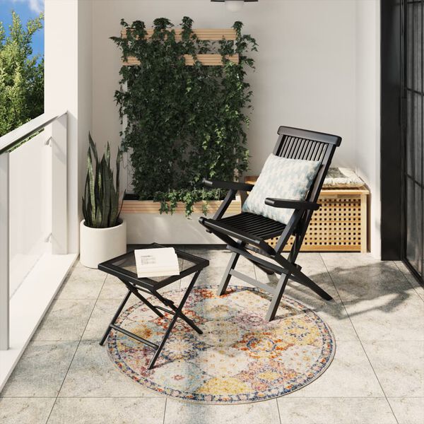 vidaXL Teppich ARBIZU Indoor und Outdoor Vintage-Design Ø 120 cm