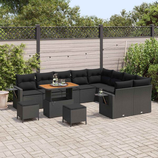 vidaXL Gartensofa-set 12 pcs Schwarz Poly-Rattan