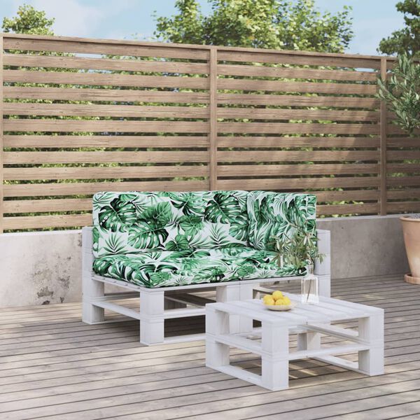 vidaXL Palettenkissen 3-tlg. Blattmuster Stoff