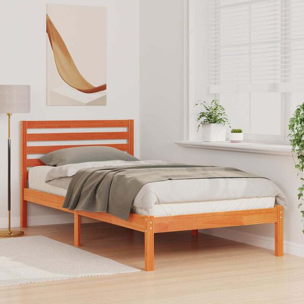 vidaXL Bettrahmen Wachsbraun 90 x 200 cm Massives Kiefernholz