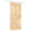vidaXL Schiebet&uuml;r Nat&uuml;rlich und Wei&szlig; 95 x 210 cm Massivkiefer