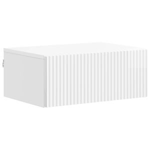vidaXL Wandmontierter Nachttisch Hochglanz Wei&szlig; 49 x 34,5 x 20 cm