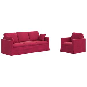 vidaXL Sofa 2 pcs Weinrot