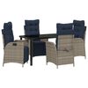 vidaXL Garten Essgruppe mit Kissen 5 pcs Grau und Schwarz Rattan