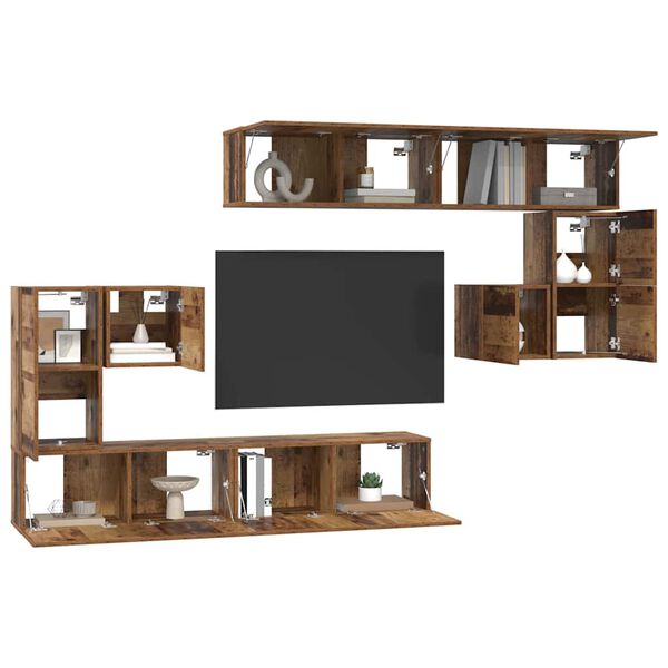 vidaXL TV-Einheiten Wandmontiert 4 pcs Altholz Holzwerkstoff