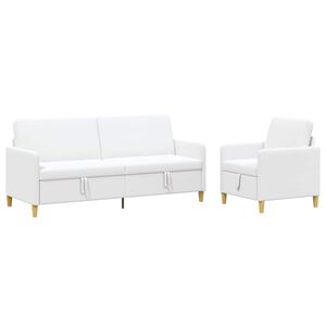 vidaXL Sofa Set mit Stauraum 2 stk. Wei&szlig; Polyester