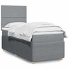 vidaXL Boxspringbett mit Matratze Hellgrau 100x200 cm Stoff