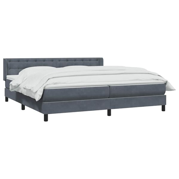 vidaXL Boxspringbett mit Matratze Dunkelgrau 180x220 cm Samt