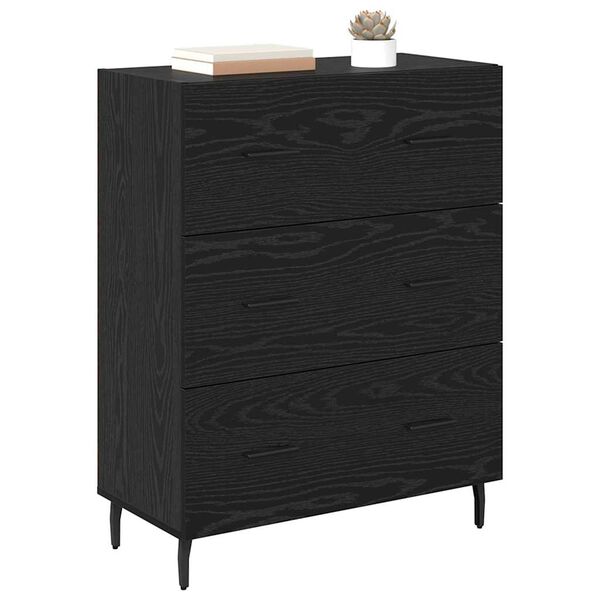 vidaXL Sideboard mit Schubladen Schwarz Eichen-Optik 69,5 x 34 x 90 cm