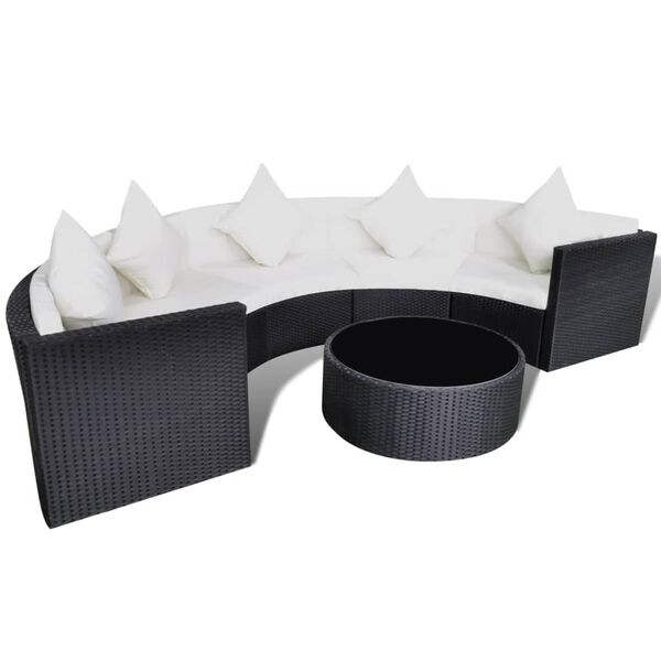 vidaXL 6-tlg. Garten-Lounge-Set mit Kissen Poly Rattan Schwarz