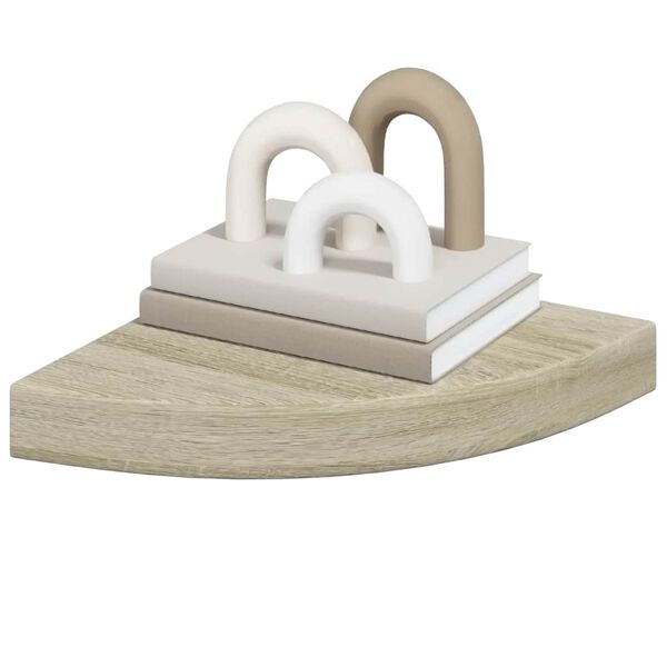 vidaXL Eck-Schweberegale 2 Stk. Eichen-Optik 25x25x3,8 cm MDF