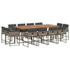 vidaXL 13-tlg. Garten-Essgruppe mit Kissen Grau Poly Rattan
