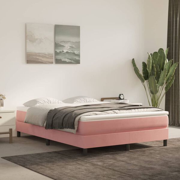 vidaXL Boxspringbettgestell Rosa 140x200 cm Samt