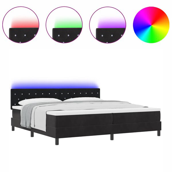 vidaXL LED Boxspringbett mit Matratze Schwarz 200 x 200 cm Samt