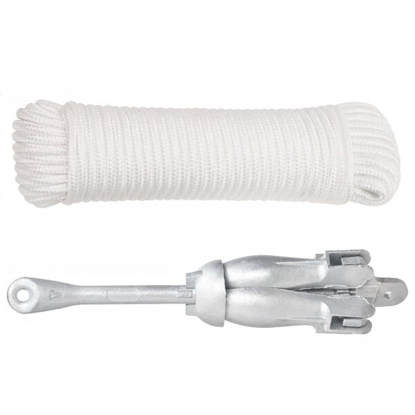 vidaXL Klappanker mit Seil Silber 4 kg feuerverzinktes Gusseisen