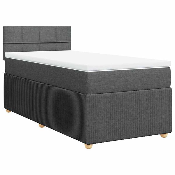 vidaXL Boxspringbett mit Matratze Dunkelgrau 90x200 cm Stoff