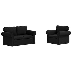 vidaXL Sofa Set 2 pcs Schwarz 155 x 82 x 80 cm Stoff