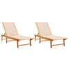 vidaXL Sonnenliegen 2 Stk. Creme Massivholz Akazie und Textilene
