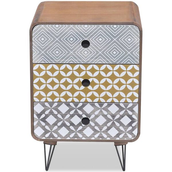 vidaXL Beistellschrank mit 3 Schubladen Braun