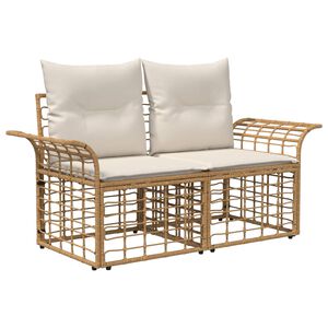 vidaXL Outdoor-Lounge 2 pcs Nat&uuml;rlich und Cremwei&szlig; Poly-Rattan