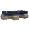 vidaXL 7-teiliges Gartensofa-Set mit Kissen, grau, Polyrattan