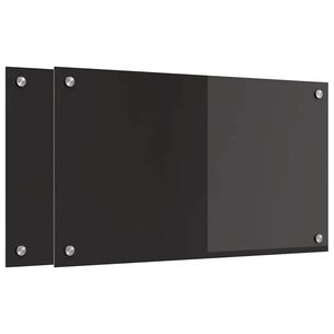 vidaXL K&uuml;chenr&uuml;ckwand 2 Stk. Schwarz 70 x 40 cm Geh&auml;rtetes Glas