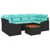 vidaXL Gartensofa-set 7 Stk. Schwarz Poly-Rattan