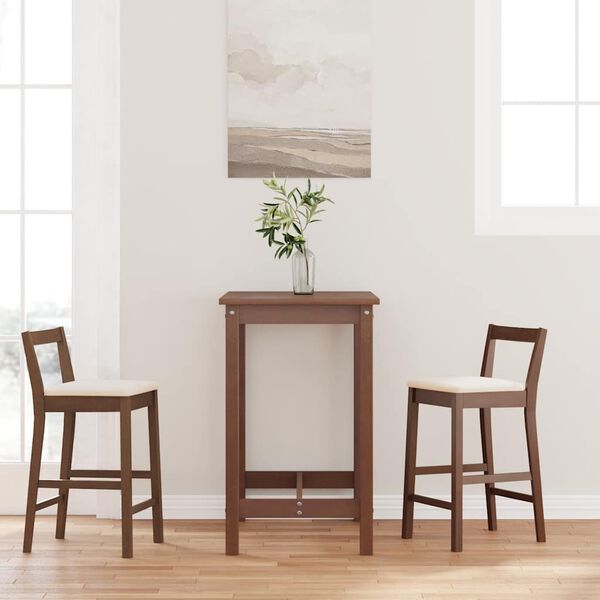 vidaXL Barhocker mit Kissen 2 Stk. Braun Massivholz Gummibaum