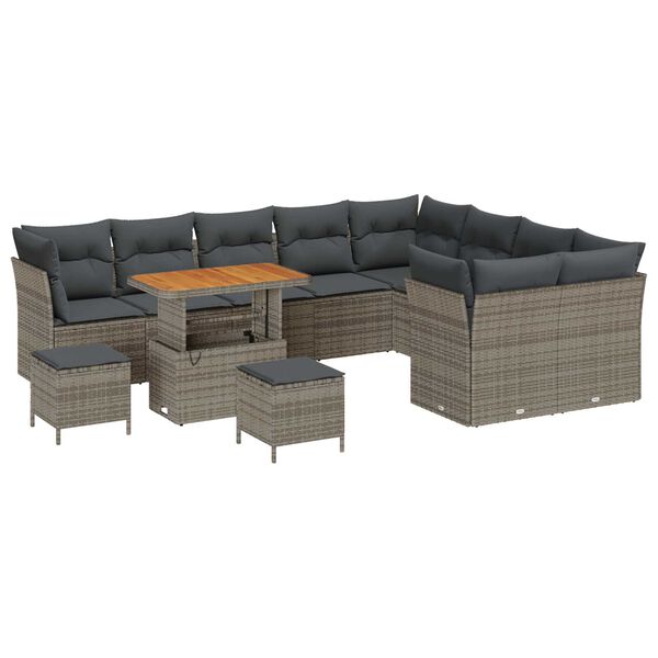 vidaXL Garten-Sofa-Set 12 pcs Grau Poly-Rattan