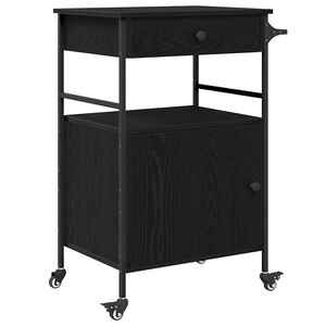vidaXL K&uuml;chentrolley Schwarz Eichen-Optik 56 x 43 x 89,5 cm