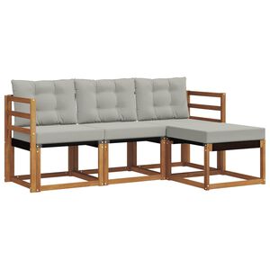 vidaXL Outdoor-Sofagarnitur 4 stk. 4-Sitzer Natur und Hellgrau