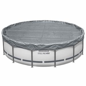 Bestway Poolabdeckung &Oslash;4,57 m Rund Polyester Grau
