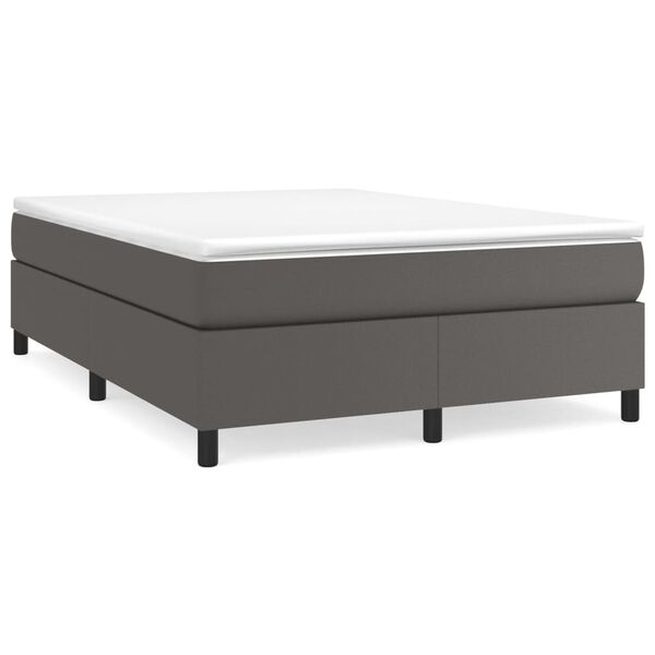 vidaXL Boxspringbett mit Matratze Grau 140x200 cm Kunstleder