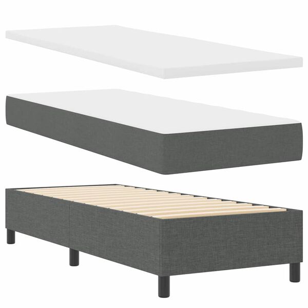vidaXL Boxspringbett mit Matratze Dunkelgrau 80 x 200 cm Stoff