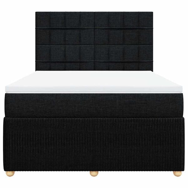 vidaXL Boxspringbett mit Matratze Schwarz 160x200 cm Stoff
