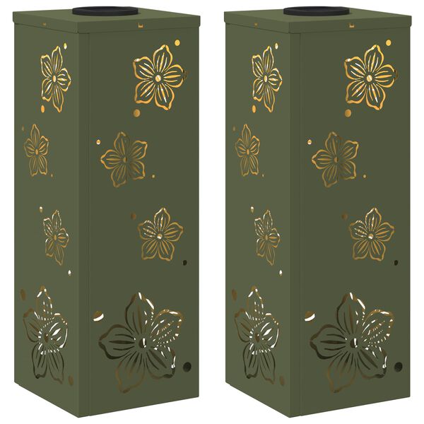 vidaXL Solar LED Weg Licht 2 pcs Olive Gr&uuml;n Kalt gewalzter Stahl