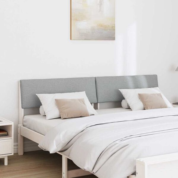 vidaXL Gepolstertes Kopfteil Hellgrau 200 cm Massives Kiefernholz