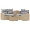 vidaXL Sofa Set 6 stk. Beige und Hellgrau Polyrattan und Stahl