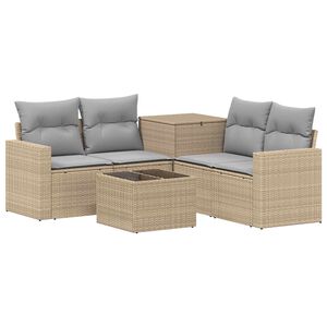 vidaXL Sofa Set 6 stk. Beige und Hellgrau Polyrattan und Stahl