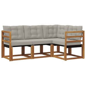 vidaXL Outdoor-Sofagarnitur 4 stk. 4-Sitzer Natur und Hellgrau