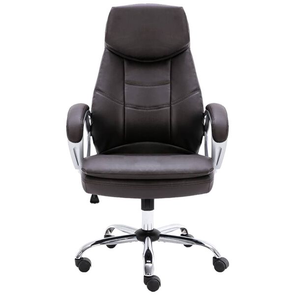 vidaXL B&uuml;rostuhl Braun Echtleder