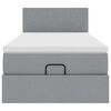 vidaXL Ottoman-Bett mit Matratze & LEDs Hellgrau 100x200 cm Stoff