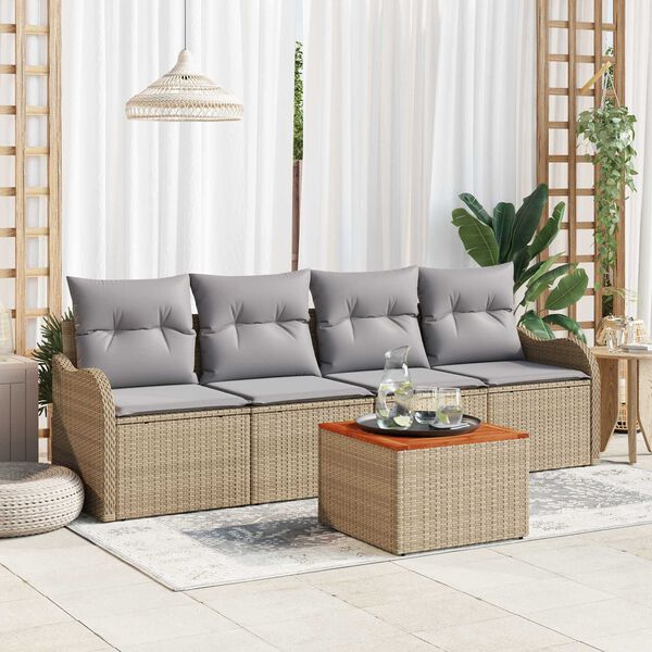 vidaXL Gartensofa-set 5 pcs Beige und Hellgrau Poly-Rattan