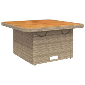 vidaXL Gartentisch Beige 80x80x71 cm Poly Rattan und Akazienholz