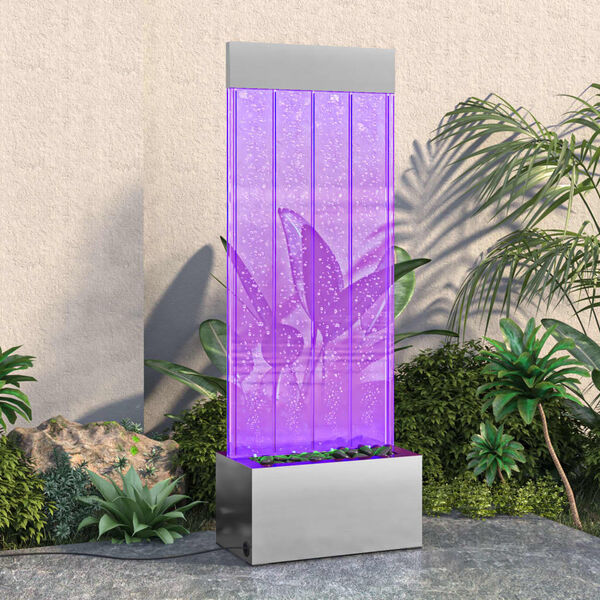 vidaXL Wassers&auml;ule mit RGB LEDs Edelstahl und Acryl 110 cm