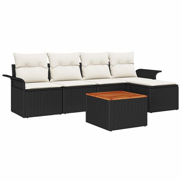 vidaXL Gartensofa-set mit Speicher 6 pcs Schwarz und Creme Poly-Rattan